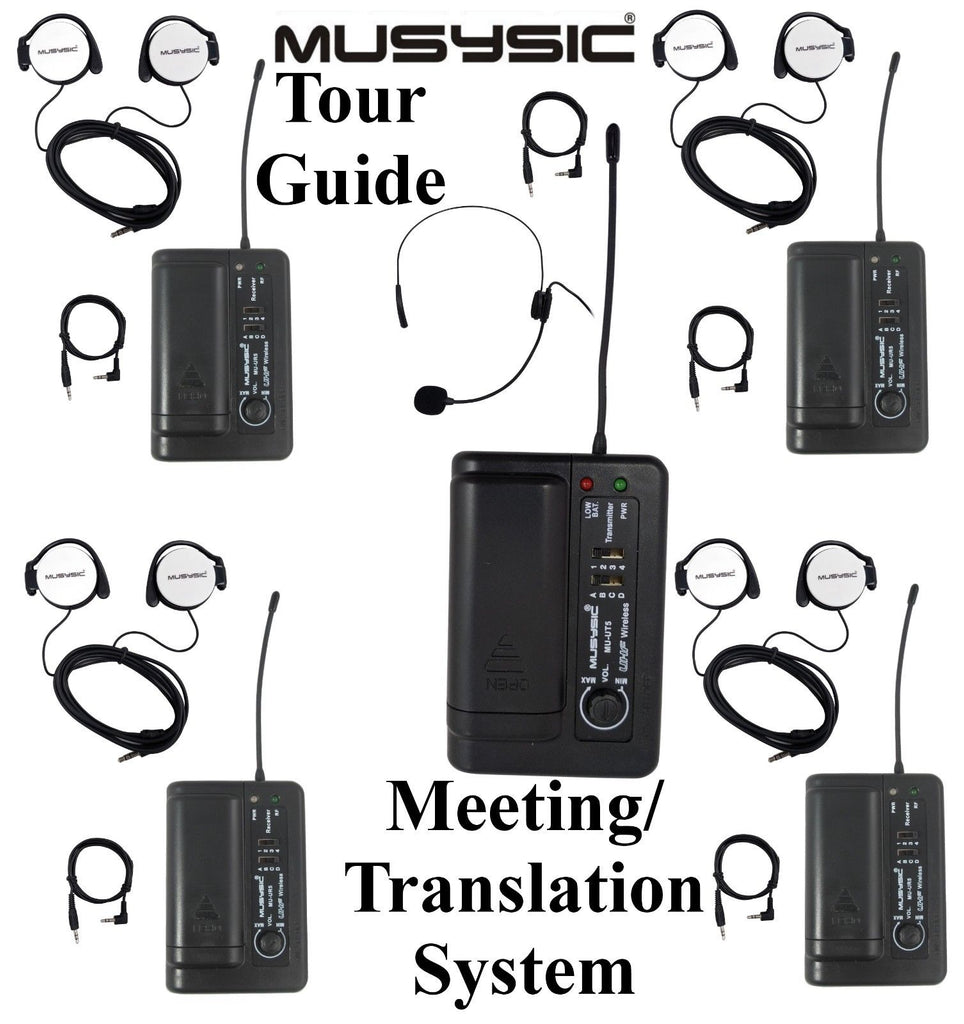MUSYSIC Professional UHF Wireless Tour Guide /Meeting/Translation System UR5/UT5