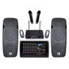 Complete Professional 4500W PA System 8-CH Mixer Dual 15" Speakers Wireless Mics MU-S215P-MX800