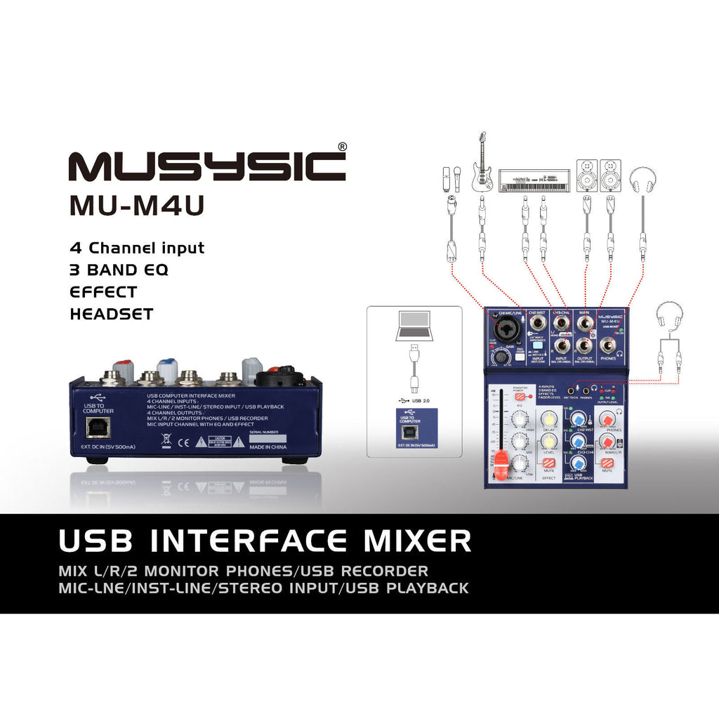 USB interface audio mixer 