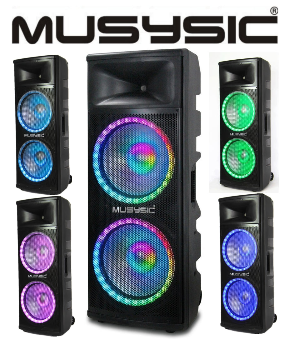 MUSYSIC Professional Dual 2x15 4000W Speaker PA DJ LIGHT Bluetooth  MU-215P4K
