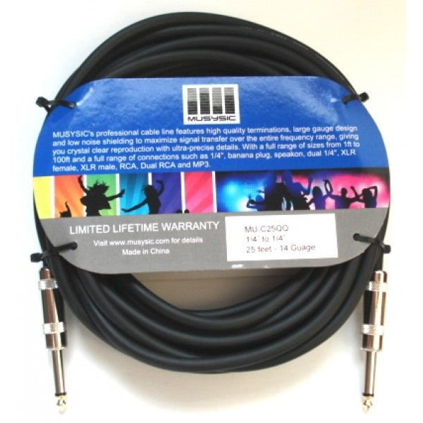 25 feet 14-Gauge Speaker Audio Cable 1/4" - 1/4" MU-C25QQ