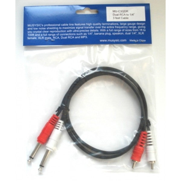 RCA to Dual 1/4 Cable 3 feet - MUSYSIC