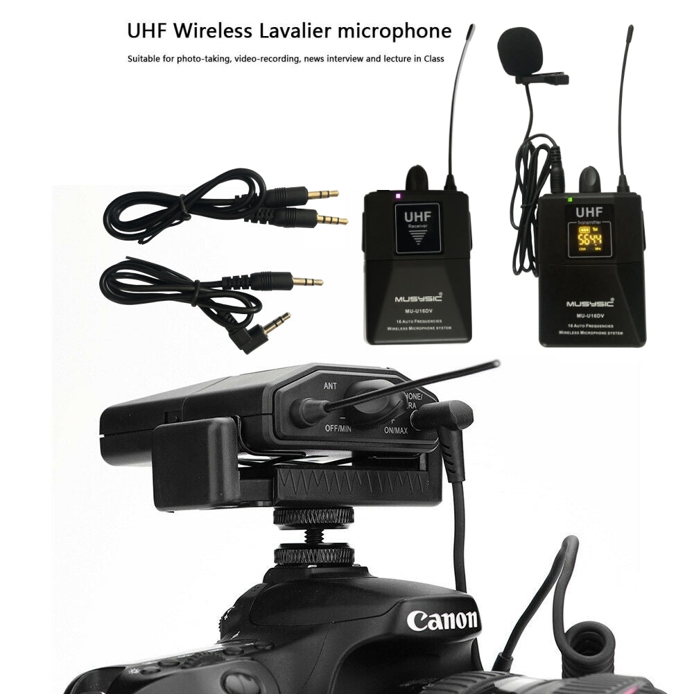 UHF Wireless Lavalier Microphone System for DSLR Camera Smart Phone -  MUSYSIC