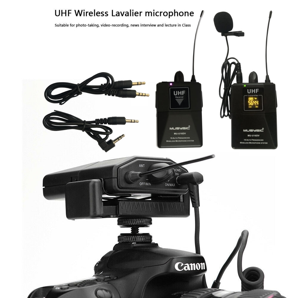 UHF Wireless Lavalier Microphone System for DSLR Camera Smart