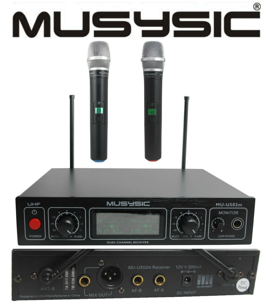 UHF Wireless Microphone System,Dual Channel with  
