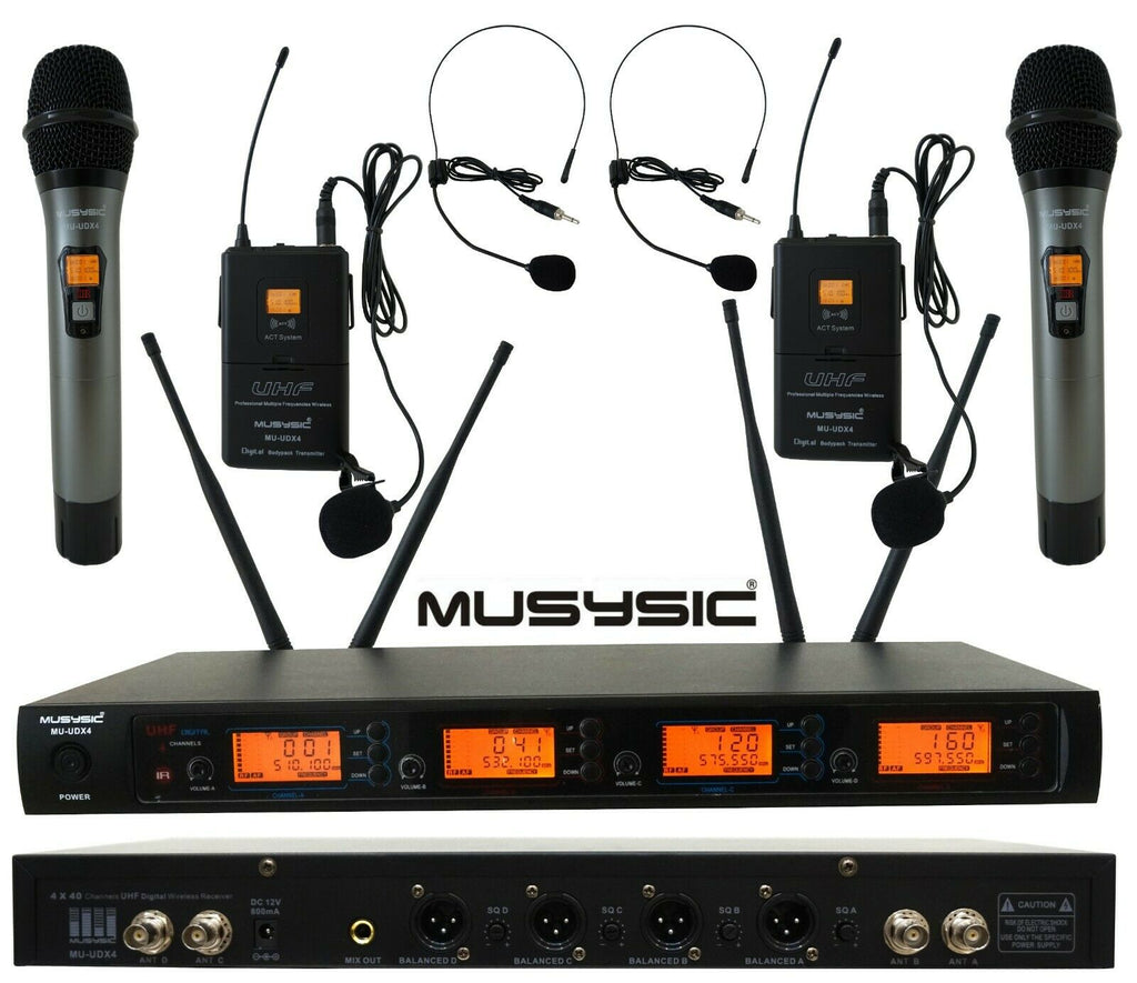 4-CH UHF Diversity Wireless Handheld Lavalier Microphone System 4x40FQ MU-UDX4HL